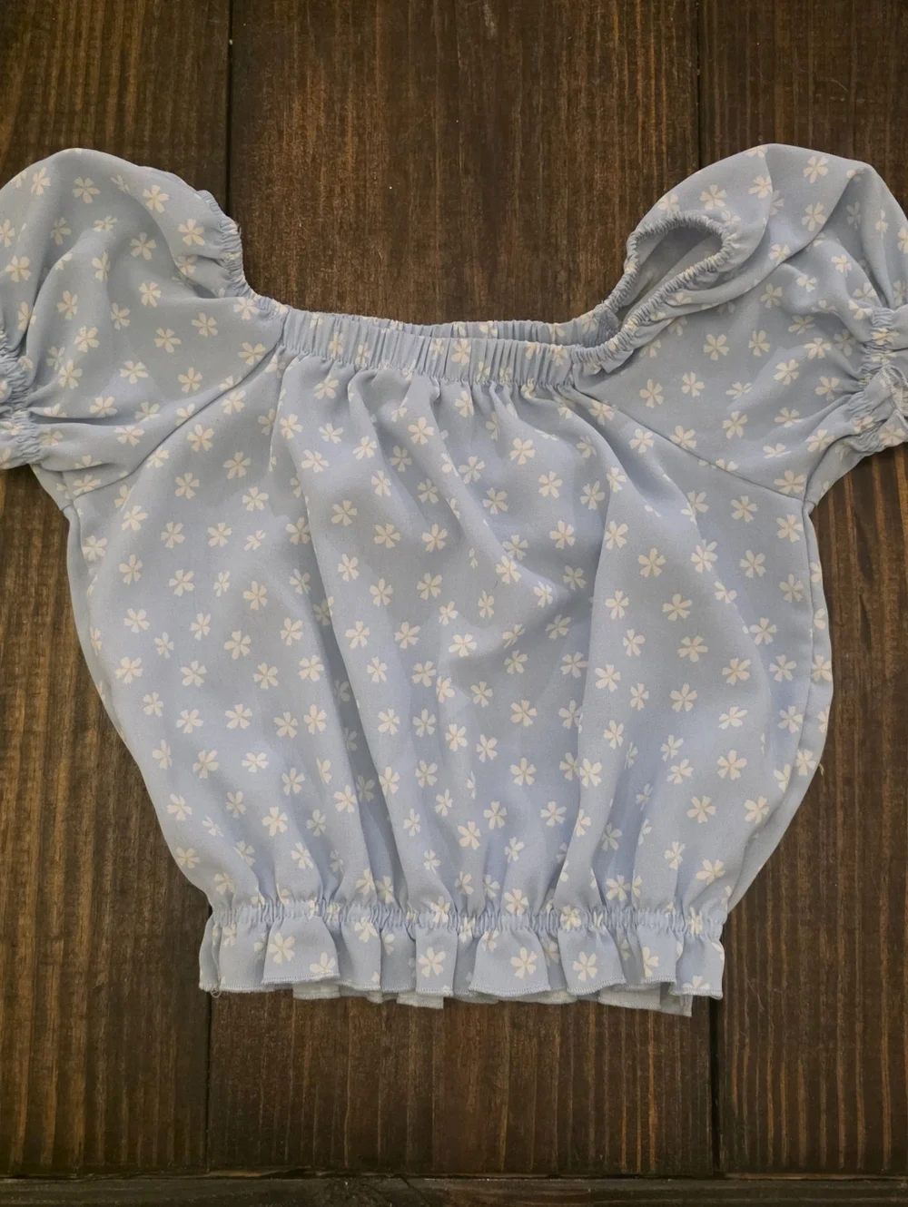 Girls Sky Blue Daisy Crop Top & Shorts Set 14 - Picture 2 of 5